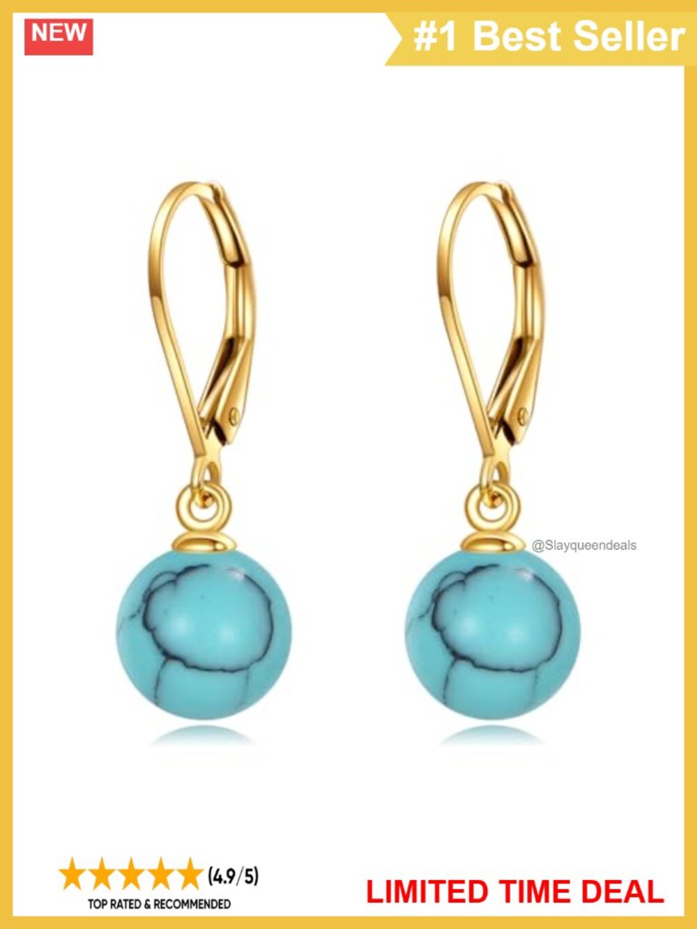 925 Sterling Silver Turquoise Leverback Dangle Earrings for Women Elegant
